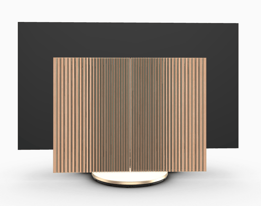 Bang & Olufsen Television Motorised Floor Stand / Gold Tone/Light Oak Wood Cover / 65